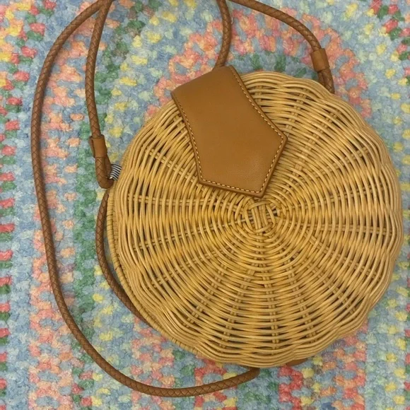 J. McLaughlin Romina Round Basket Wicker Purse, NWT - Picture 9 of 10